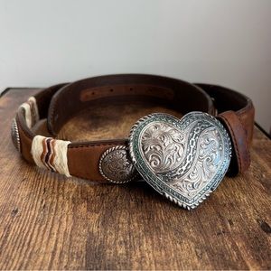 Tony Lama Vintage Brown Buckaroo Rawhide Belt 79807